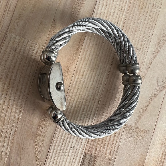 Swiss Gold Ladies Watch Stainless Wire Hinged Cuff Bracelet Stainless Dial - Picture 6 of 9